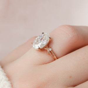The Textured Twig Set With A 2 Carat Oval Lab Diamond