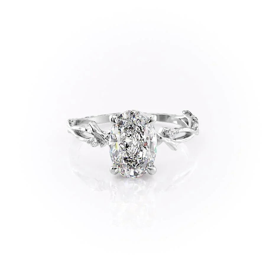 The Textured Twig Set With A 2.5 Carat Oval Lab Diamond
