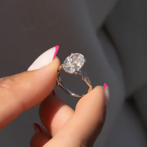 The Textured Twig Set With A 1 Carat Oval Lab Diamond