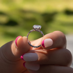 The Textured Twig Set With A 1 Carat Oval Lab Diamond