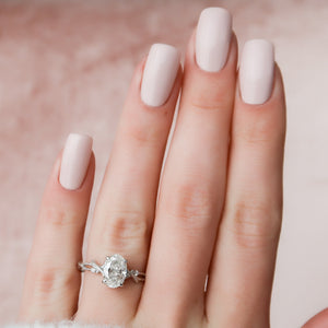 The Textured Twig Set With A 1 Carat Oval Lab Diamond