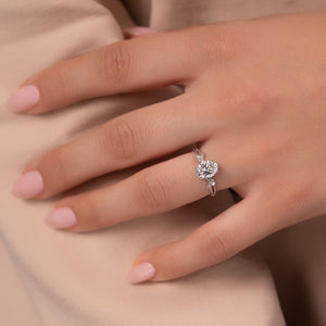The Textured Twig Set With A 1 Carat Oval Lab Diamond