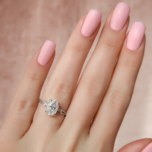 The Textured Twig Set With A 1 Carat Oval Lab Diamond