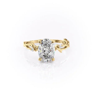The Textured Twig Set With A Oval Moissanite