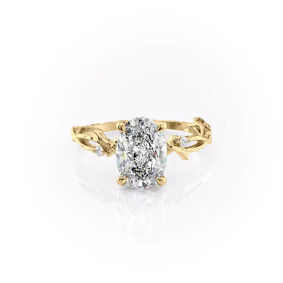 The Textured Twig Set With A 2 Carat Oval Lab Diamond