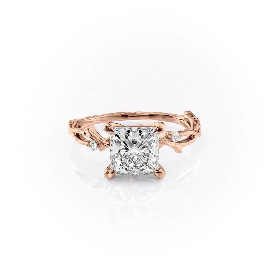 The Textured Twig Set With A 4.5 Carat Princess Moissanite
