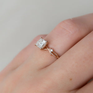 The Textured Twig Set With A 2 Carat Princess Lab Diamond
