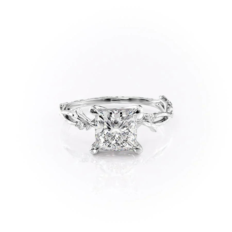 The Textured Twig Set With A Princess Moissanite