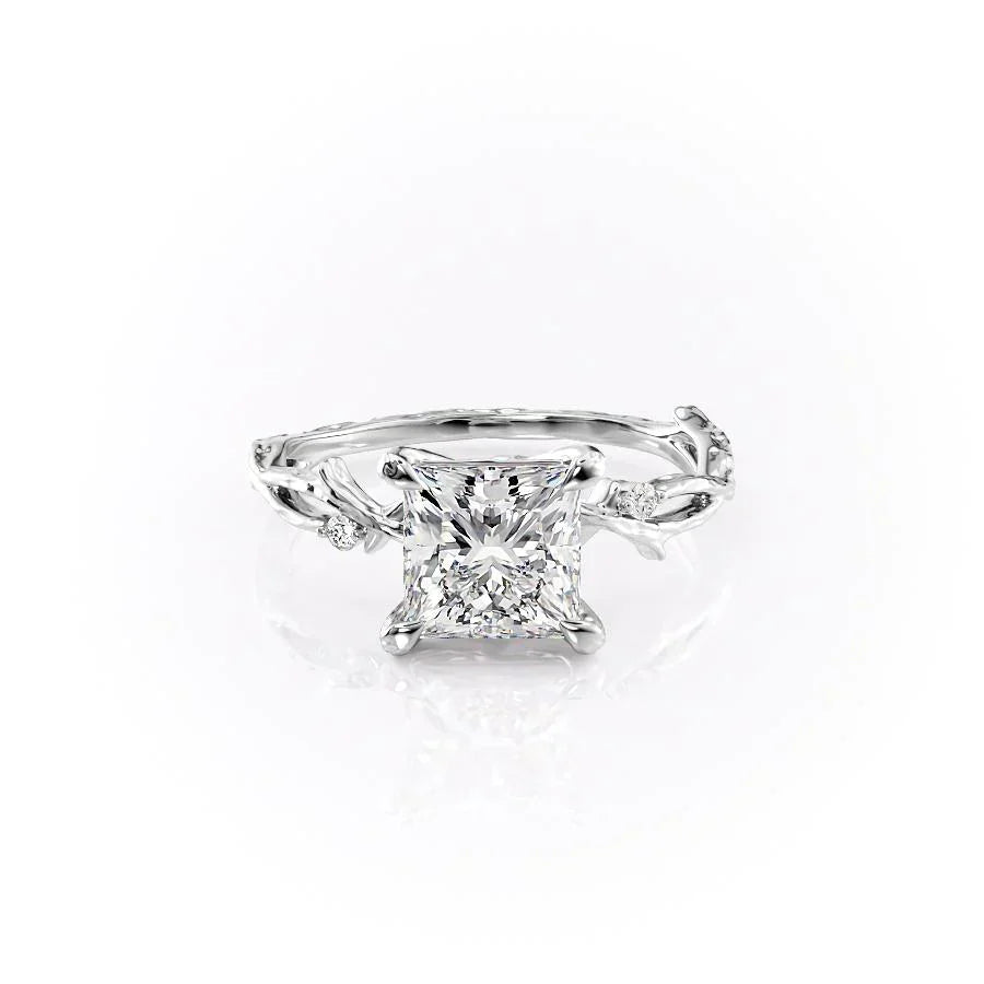 The Textured Twig Set With A 1 Carat Princess Lab Diamond