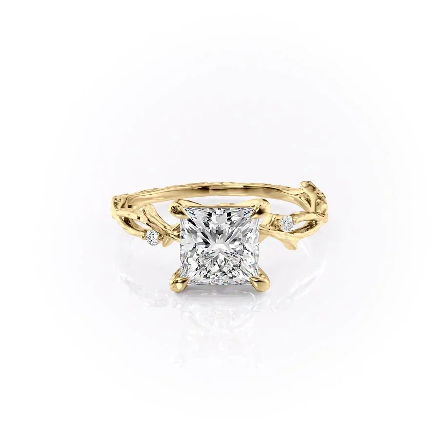 The Textured Twig Set With A 1 Carat Princess Lab Diamond