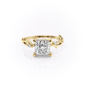 The Textured Twig Set With A 4.5 Carat Princess Moissanite