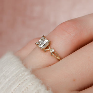 The Textured Twig Set With A 1 Carat Princess Lab Diamond