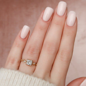 The Textured Twig Set With A 1 Carat Princess Lab Diamond