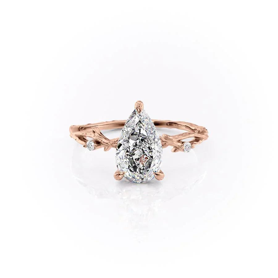 The Textured Twig Set With A 4.5 Carat Pear Moissanite
