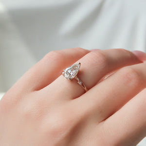 The Textured Twig Set With A 2 Carat Pear Lab Diamond