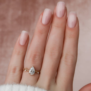 The Textured Twig Set With A 2 Carat Pear Lab Diamond