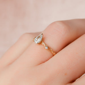 The Textured Twig Set With A 2 Carat Pear Lab Diamond