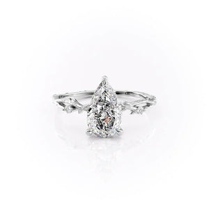 The Textured Twig Set With A 4.5 Carat Pear Moissanite