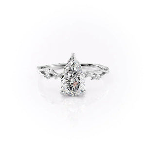 The Textured Twig Set With A Pear Moissanite