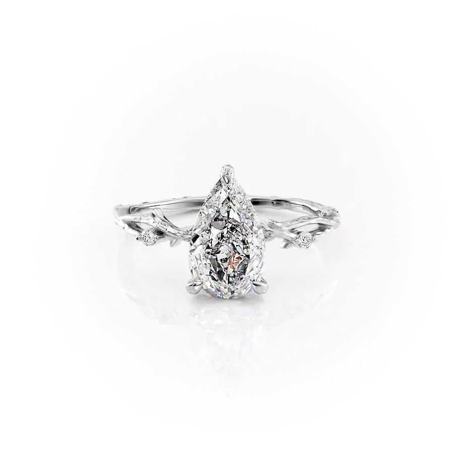 The Textured Twig Set With A 2.5 Carat Pear Lab Diamond