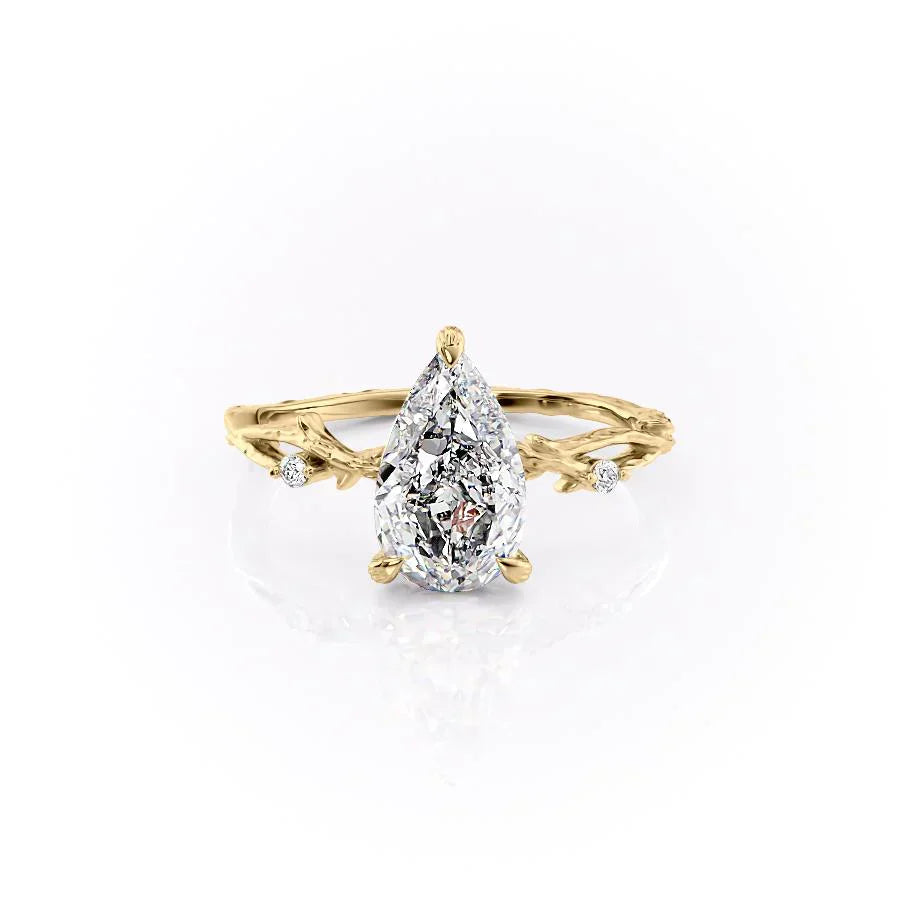 The Textured Twig Set With A 2 Carat Pear Lab Diamond
