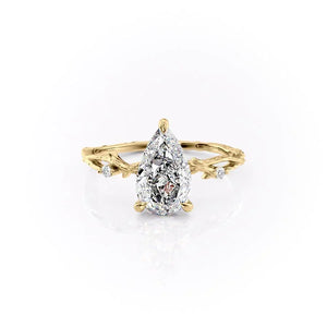 The Textured Twig Set With A Pear Moissanite
