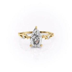 The Textured Twig Set With A 3.5 Carat Pear Moissanite