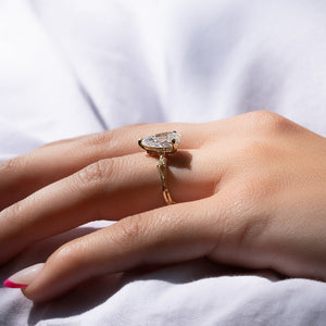 The Textured Twig Set With A 2 Carat Pear Lab Diamond