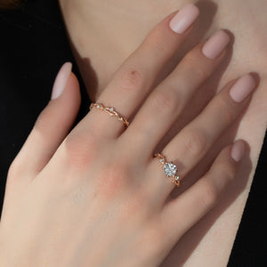 The Textured Twig Set With A 2.5 Carat Round Lab Diamond