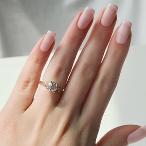 The Textured Twig Set With A 2.5 Carat Round Lab Diamond