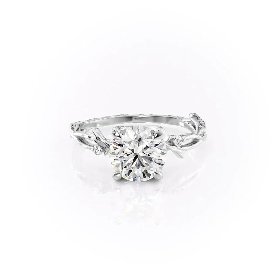 The Textured Twig Set With A 3 Carat Round Lab Diamond