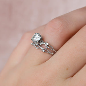 The Textured Twig Set With A 2 Carat Round Lab Diamond