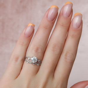 The Textured Twig Set With A 2 Carat Round Lab Diamond