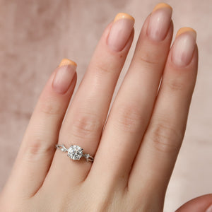 The Textured Twig Set With A 2 Carat Round Lab Diamond
