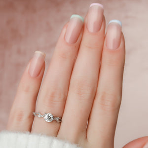 The Textured Twig Set With A 2 Carat Round Lab Diamond