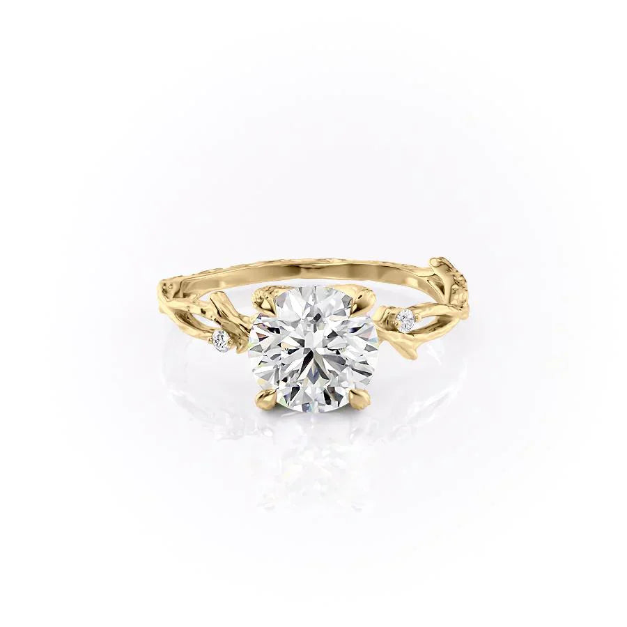 The Textured Twig Set With A 1.5 Carat Round Lab Diamond