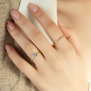 The Textured Twig Set With A 2 Carat Round Lab Diamond