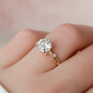 The Textured Twig Set With A 2 Carat Round Lab Diamond