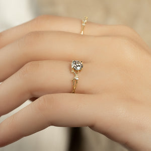 The Textured Twig Set With A 2 Carat Round Lab Diamond
