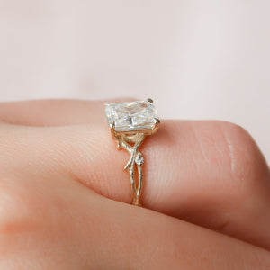 The Textured Twig Set With A 2.5 Carat Radiant Moissanite