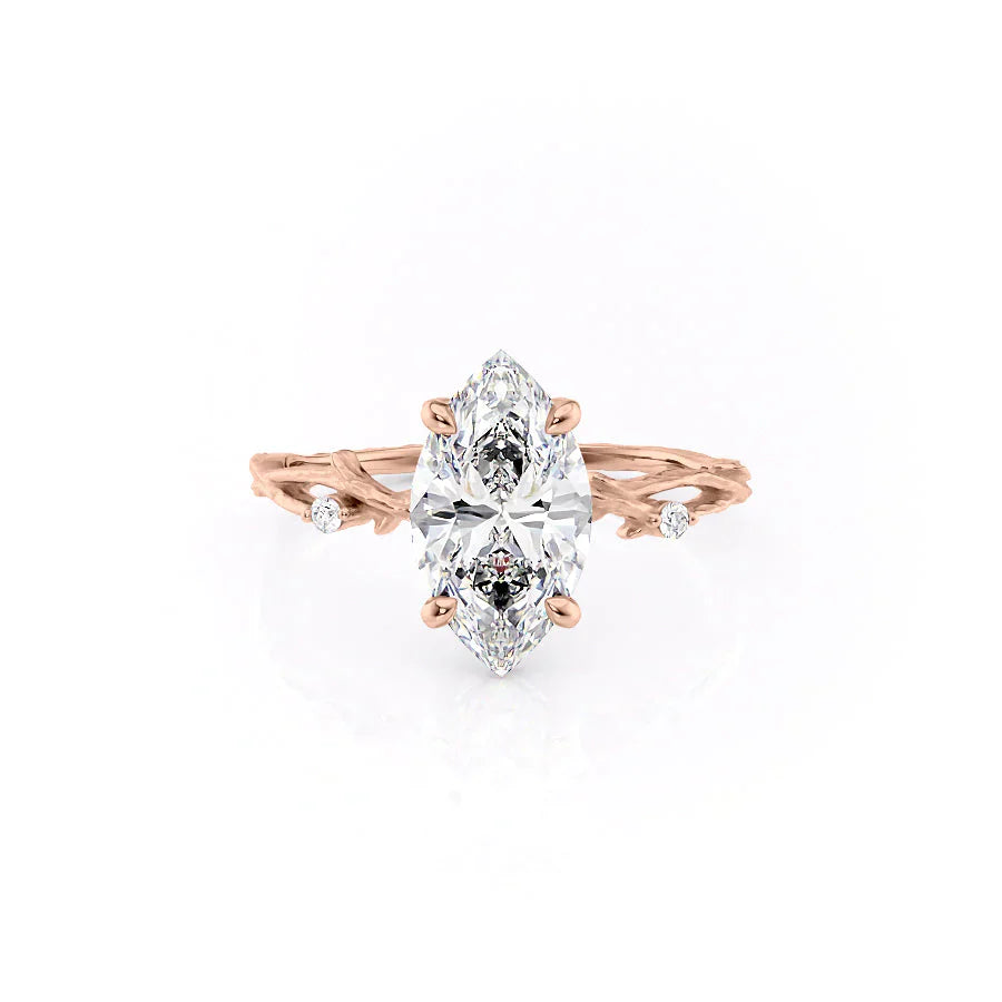 The Textured Twig Set With A 2.5 Carat Marquise Moissanite