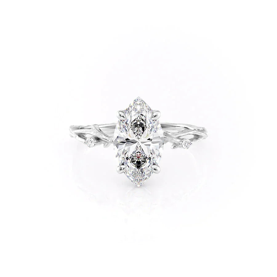 The Textured Twig Set With A Marquise Moissanite
