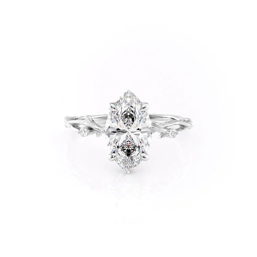 The Textured Twig Set With A 1.5 Carat Marquise Lab Diamond