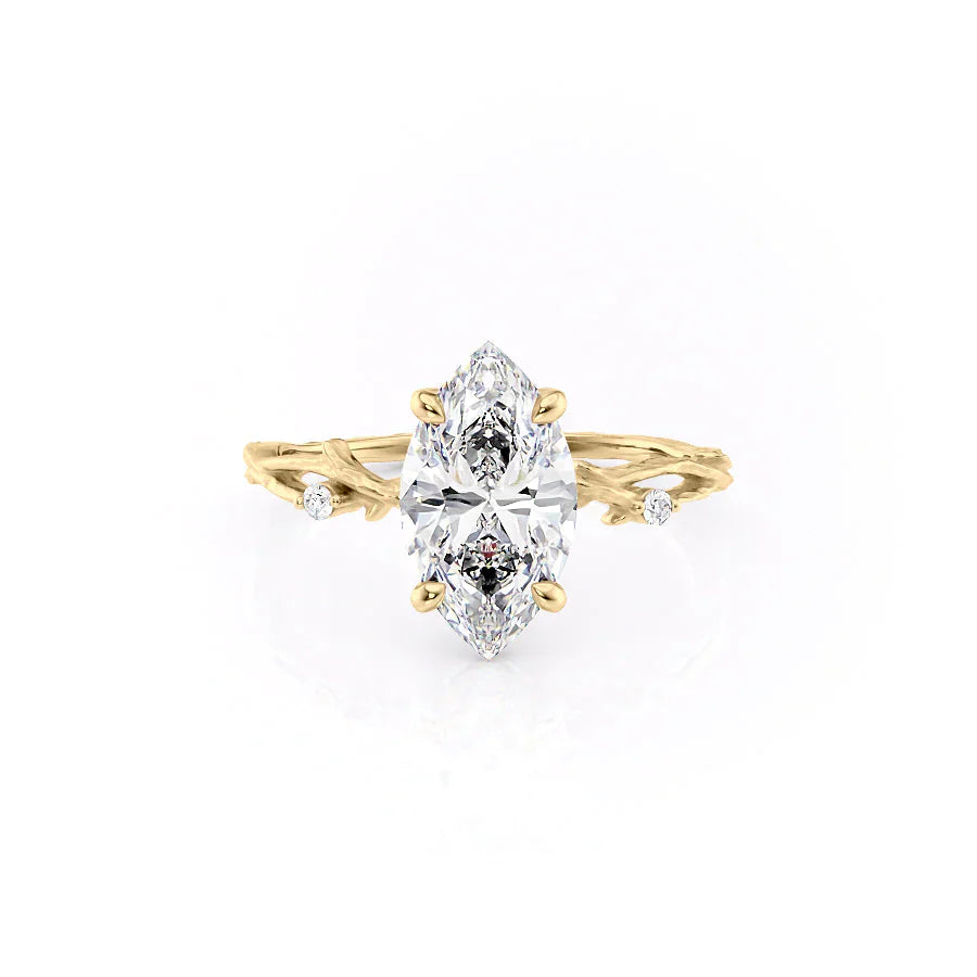 The Textured Twig Set With A 1.5 Carat Marquise Lab Diamond