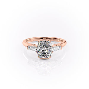 The Parker Set With A 2.5 Carat Elongated Cushion Moissanite