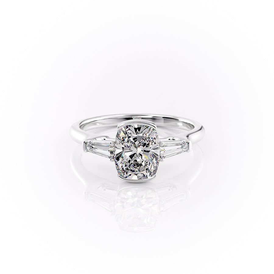 The Parker Set With A 4.5 Carat Elongated Cushion Moissanite