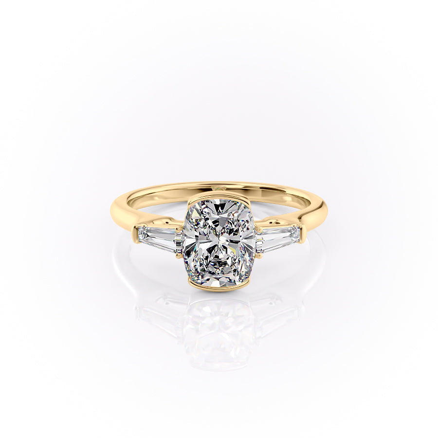 The Parker Set With A 2.5 Carat Elongated Cushion Moissanite