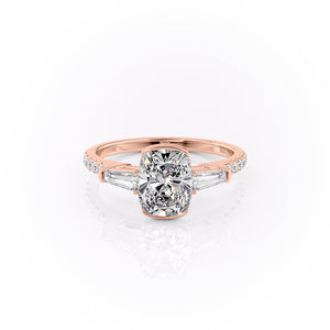 The Pave Parker Set With A 2 Carat Elongated Cushion Moissanite
