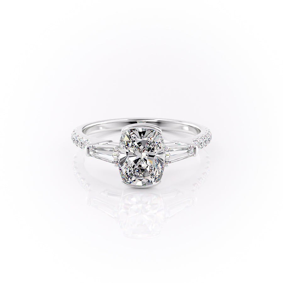 The Pave Parker Set With A 1.5 Carat Elongated Cushion Moissanite