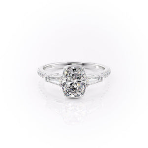 The Pave Parker Set With A 1.5 Carat Elongated Cushion Moissanite